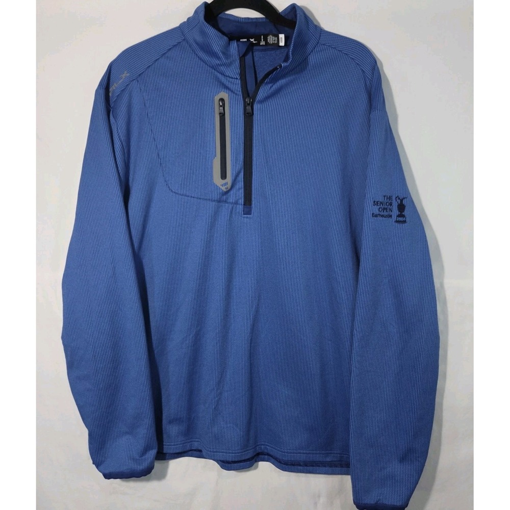 RLX Golf Ralph Lauren Pullover 1/4 Zip Sweater XL Blue Houndstooth Carnoustie